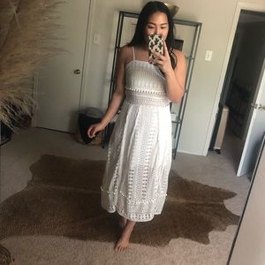 Endless Rose White Fringe Pom Midi Dress